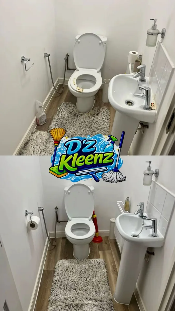 D&rsquo;Z Kleenz before and after &mdash; WC  scrubbed  sanitised