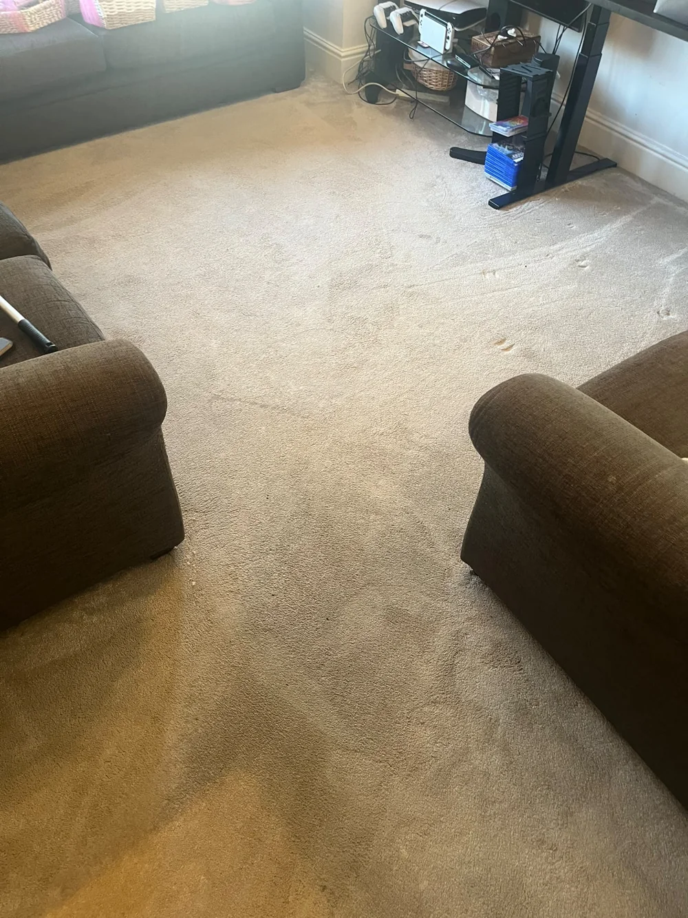 Living room carpet before cleaning
